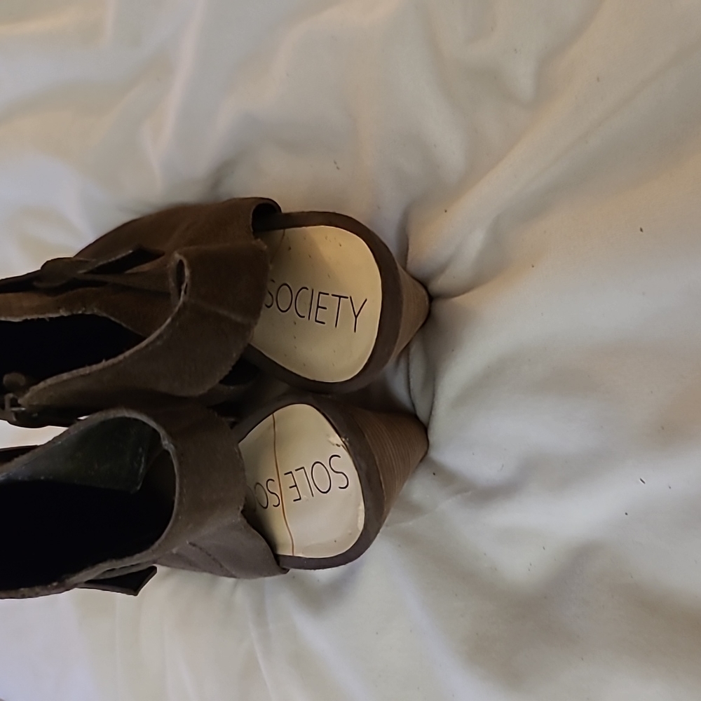 Sole Society Size 11 B Brown Suede Leather Ankle Booties - Picture 6 of 10